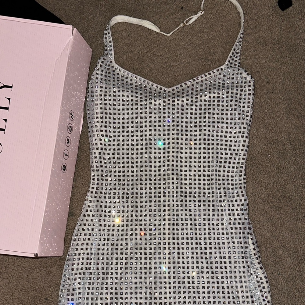 Oh Polly Embellished Halter Neck Mini Dress